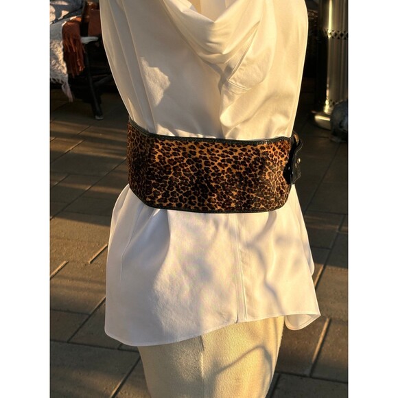 Vintage Morris Moskowitz Genuine Leather/Fur (Cheetah Print) belt, size Small - Picture 3 of 7